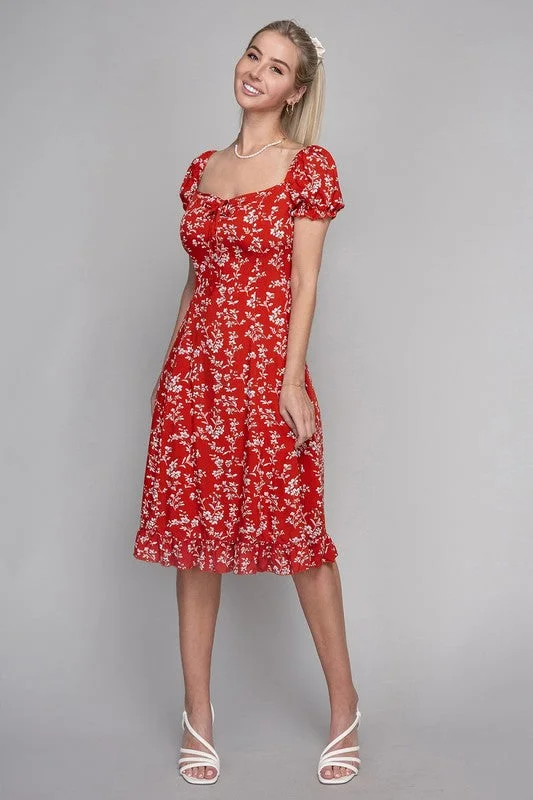 Bigger Savings, Better Shopping!Floral Sweetheart Neck Dress