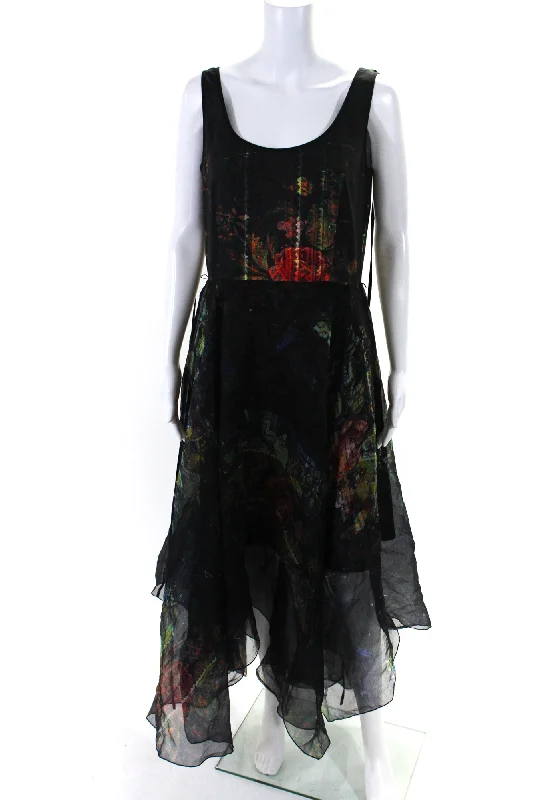 Time to Save Big!Gary Graham Womens Back Zip Scoop Neck Abstract Midi Dress Black