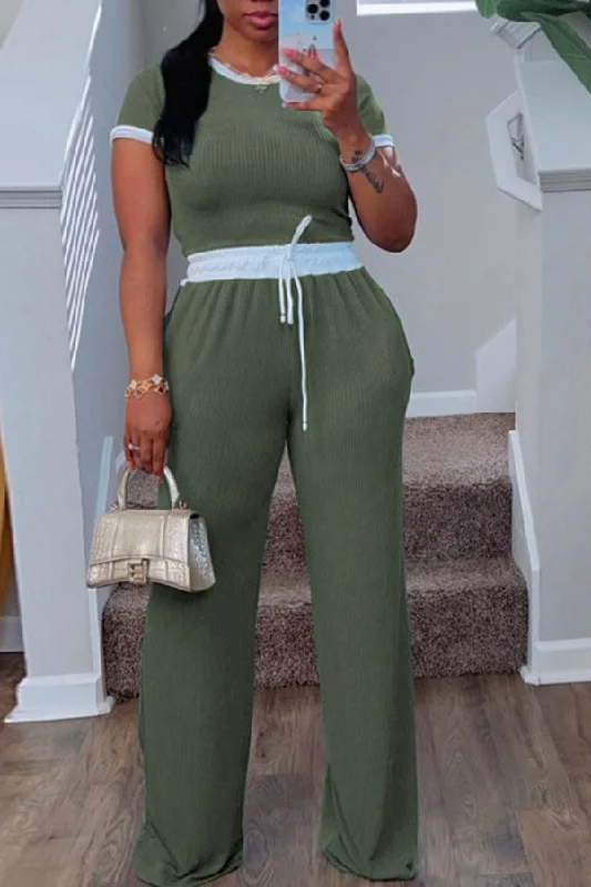 Buy More, Pay Less!Hit Color Patchwork Urban Drawstring Pant Suit