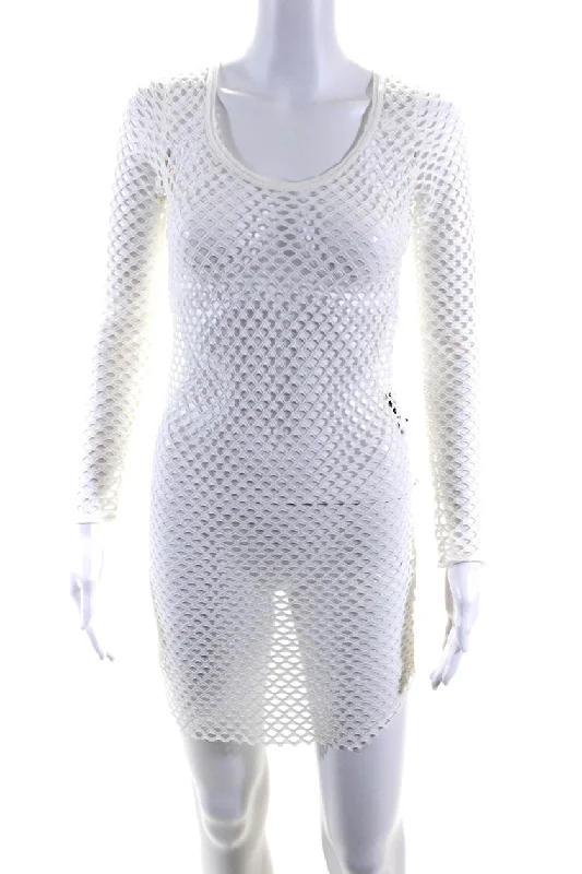 Get More for Less!Isabel Marant Womens Cotton Mesh Textured Round Neck Midi Dress White