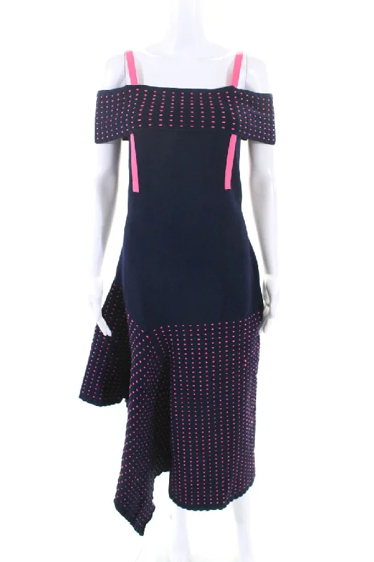 Stock Up and Save!Jason Wu Collection Womens Navy Cold Shoulder Midi Dress Blue