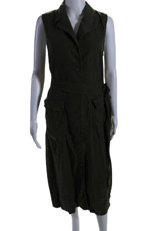 Shop Early, Save Big!JW Anderson Women's Sleeveless Button Down Pockets Midi Dress Green