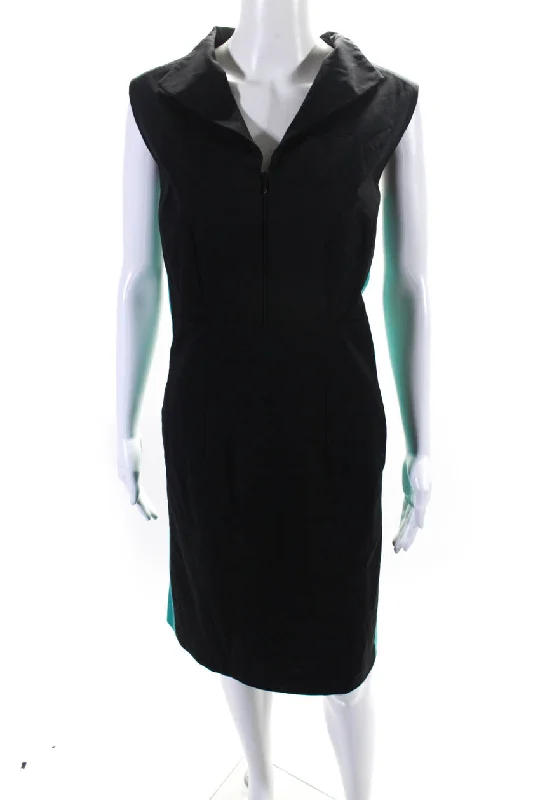 Special Offer – Act Fast!Lafayette 148 New York Womens Collared Sleeveless Color Block Midi Dress
