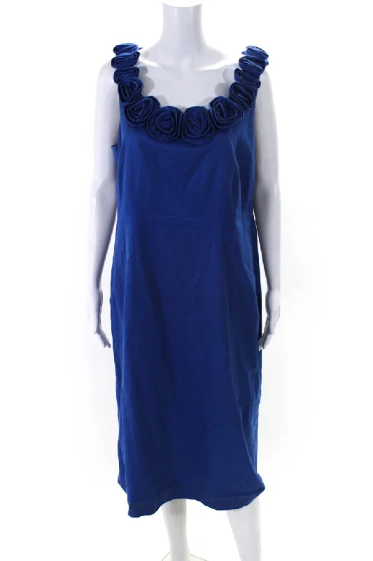 Your Exclusive Offer Awaits!Lafayette 148 New York Womens Scoop Neck Floral Embellish Midi Dress Blue Your Exclusive Offer Awaits!Lafayette 148 New York Womens Scoop Neck Floral Embellish Midi Dress Blue