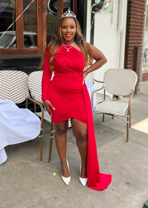 Your Favorite Items on Sale Now!Lavish One Shoulder Dress (Red)