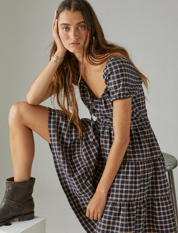 Limited Edition, Limited Price!Lucky Brand Womens Short Sleeve Plaid Dress