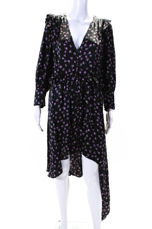 Biggest Sale of the Season!Magda Butrym Women's Long Sleeves Asymmetrical Hem Floral Midi Dress