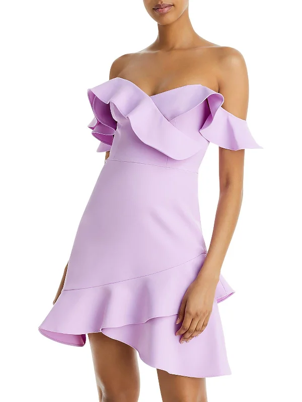 Buy More, Save More!Malik Womens Ruffled One Shoulder Cocktail and Party Dress