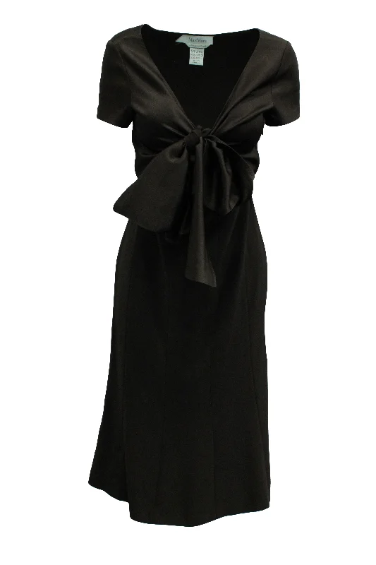 Exclusive Offers You’ll Love!Max Mara Chest-Tie Midi Dress in Brown Polyester
