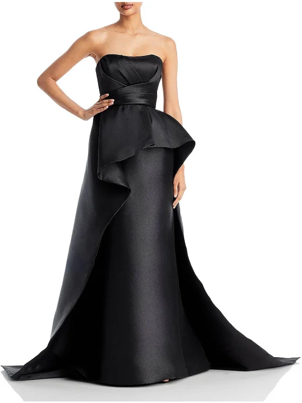 Shop Now and Save!Mikado Womens Peplum Strapless Evening Dress