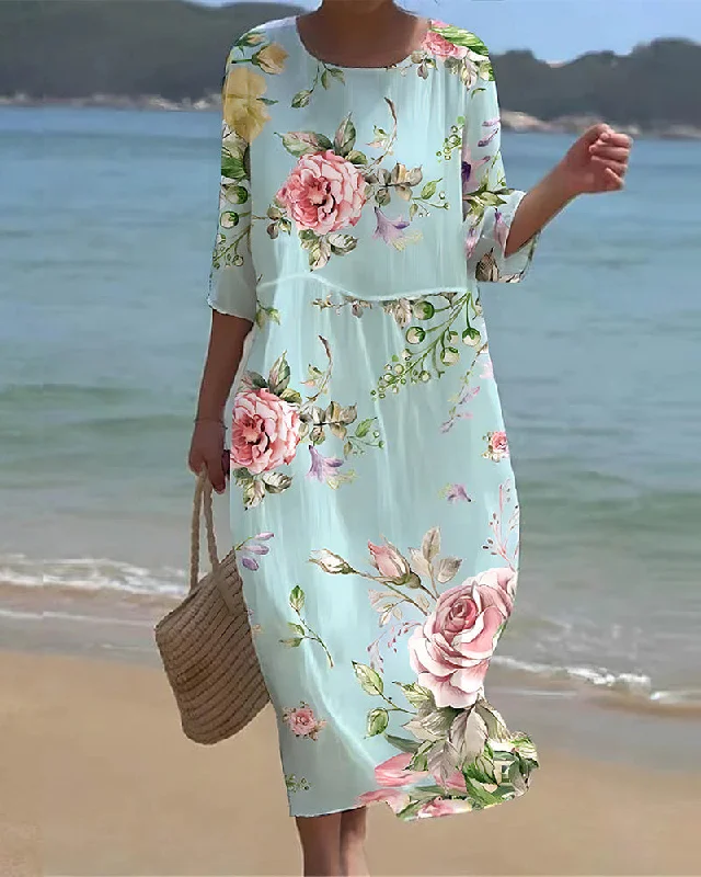 Everything Must Go!Miranda | Elegant Floral Dress with Tummy Coverage
