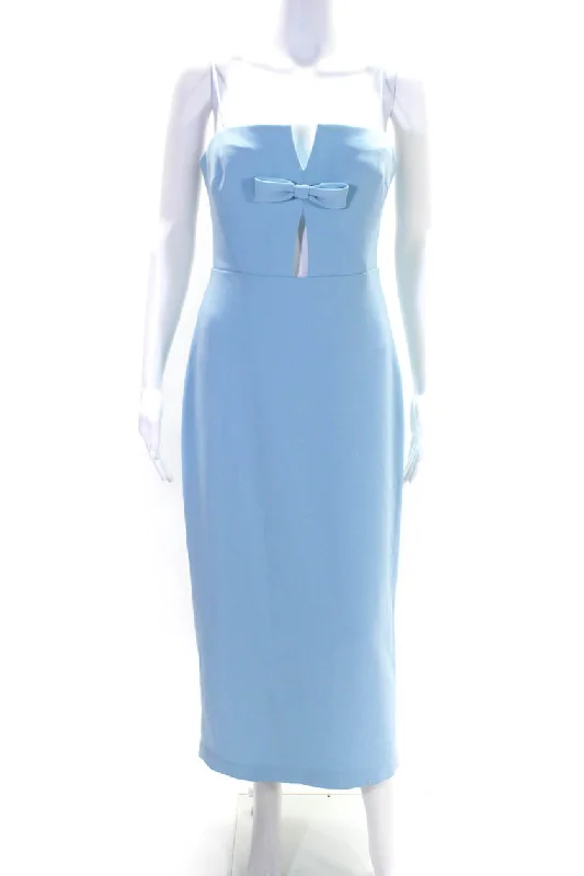 Sale Alert – Get Ready to Shop!ML Monique Lhuillier Womens Cut-Out Spaghetti Strap Zip Midi Dress Blue