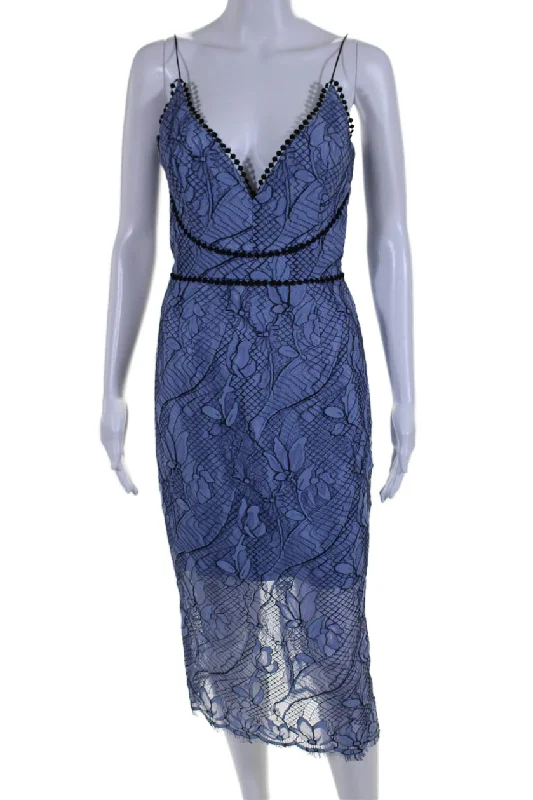 Unmissable Offers Await!Nicholas Womens Back Zip Spaghetti Strap V Neck Lace Midi Dress Blue Unmissable Offers Await!Nicholas Womens Back Zip Spaghetti Strap V Neck Lace Midi Dress Blue