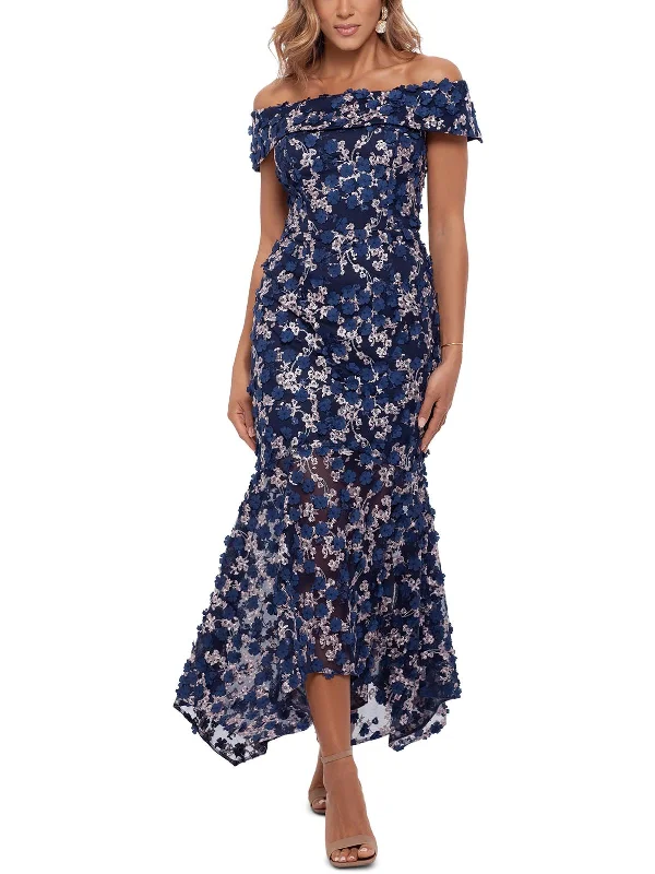 Mega Sale Happening Now!Petites Womens Asymmetric Long Evening Dress