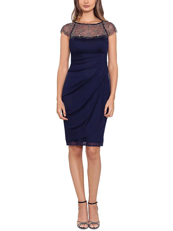 Don’t Wait – Deals Won’t Last!Petites Womens Beaded-Yoke Knee-Length Sheath Dress