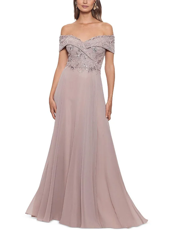 Your Chance to Save is Now!Petites Womens Drapey Maxi Evening Dress