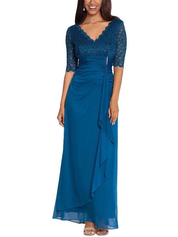 Steals and Deals Await!Petites Womens Lace Long Evening Dress