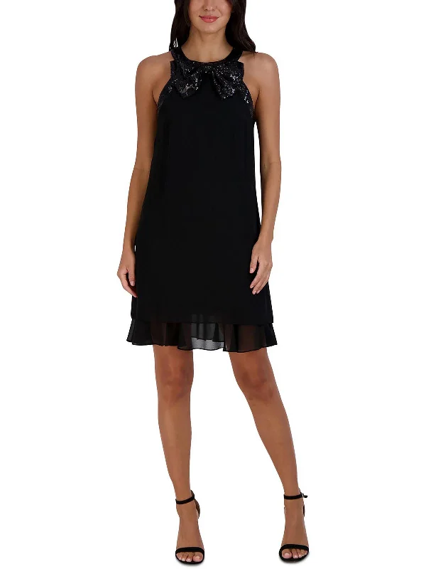 Buy More, Pay Less!Petites Womens Sequined Mini Cocktail and Party Dress