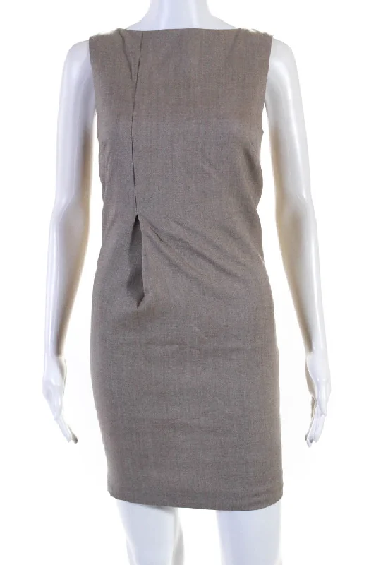 Only a Few Left – Order Now!Pia Wood Womens High Neck Sleeveless Margaret Wool Midi Dress Brown