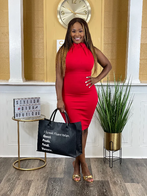 Flash Sale – Act Fast!Scarfed Up Sleeveless Dress (Red)
