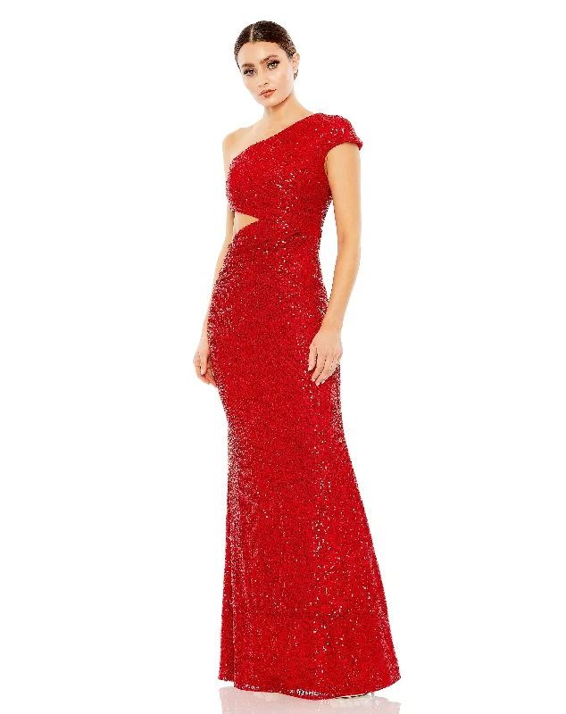 Your Shopping Wish, Our Discount Command!Sequined One Shoulder Cap Sleeve Cut Out Gown Your Shopping Wish, Our Discount Command!Sequined One Shoulder Cap Sleeve Cut Out Gown