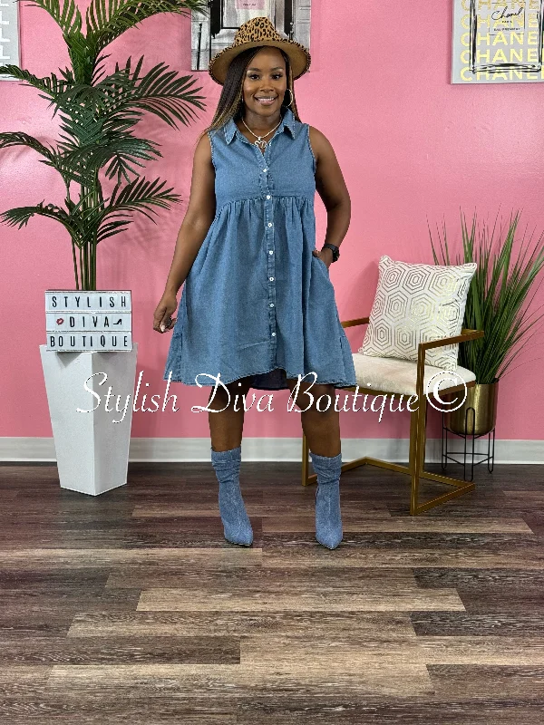 Steals and Deals Await!Sidney Washed Denim Dress