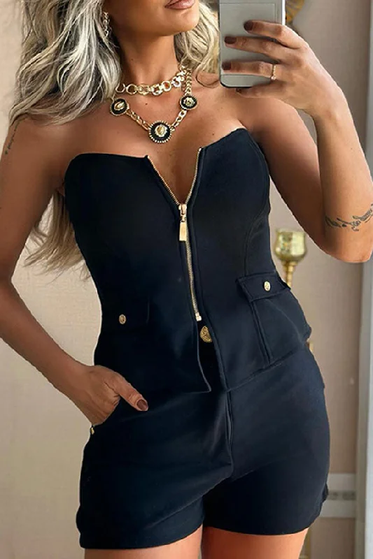 Shop Smart, Save Big!Solid Color Unique Zipped Design Pocket Pant Suit