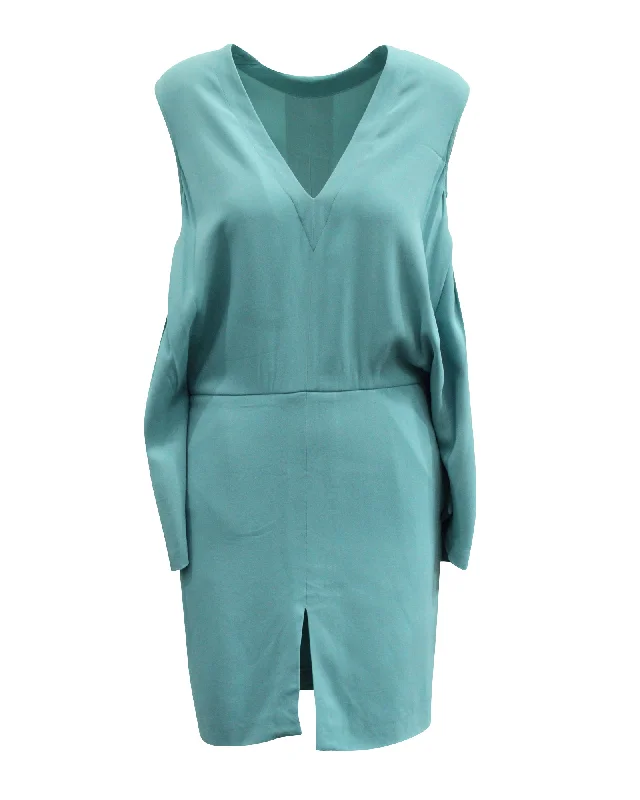Save More with Every Purchase!Stella McCartney Open Back Midi Dress with Slit in Blue Rayon Save More with Every Purchase!Stella McCartney Open Back Midi Dress with Slit in Blue Rayon