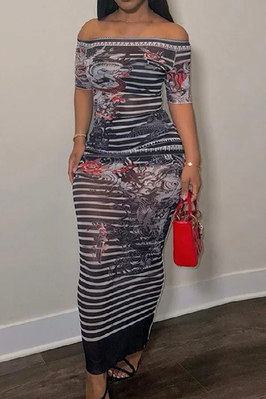 The Best Sale of the Year!Striped Animal Print Modern See-Through Skirt Suit
