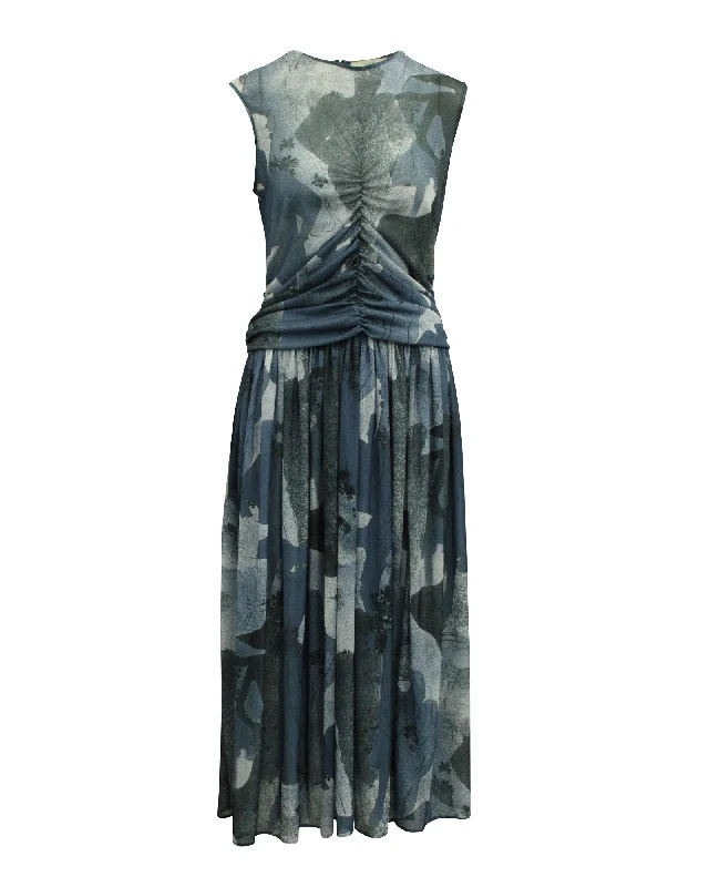 Find the Best Deals Here!Victoria Beckham Ruched Front Midi Dress in Blue Polyester Find the Best Deals Here!Victoria Beckham Ruched Front Midi Dress in Blue Polyester