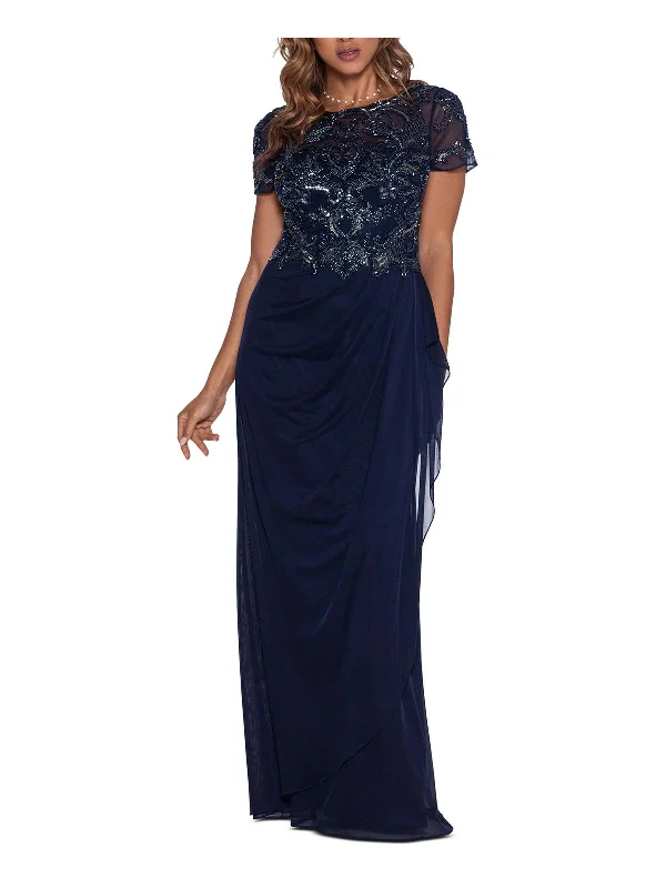 Price Drop Alert!Womens Beaded Draped Evening Dress