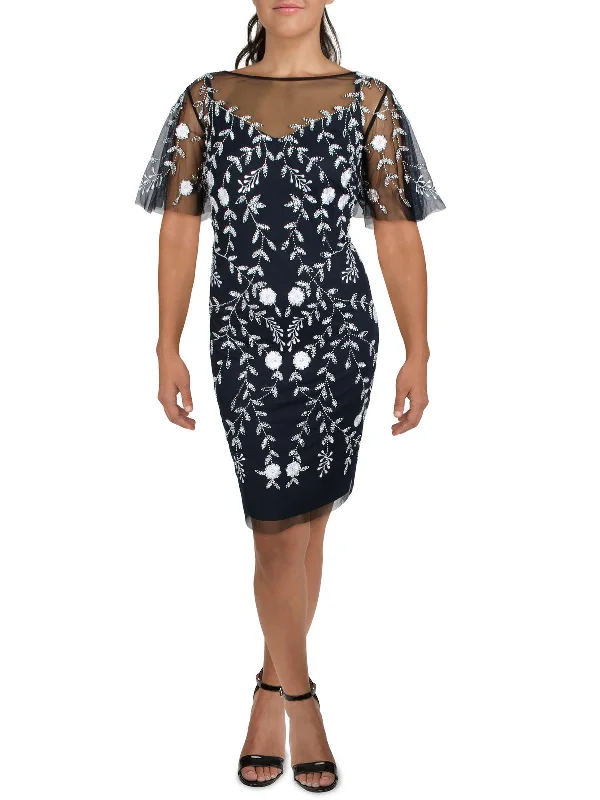 Flash Deals – Act Quickly!Womens Embellished Illusion Cocktail Dress