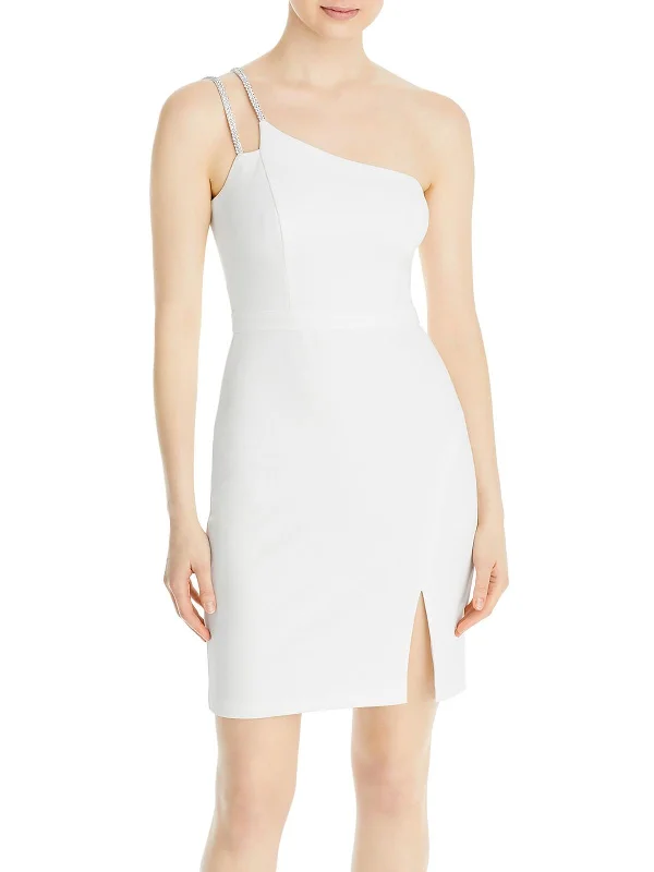 Flash Sale – Act Fast!Womens Embellished One Shoulder Cocktail and Party Dress
