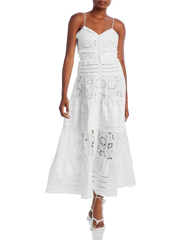 Your Best Deals Are Here!Womens Eyelet Lace Spaghetti Straps Sundress