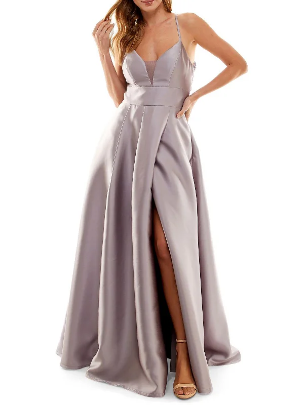 Shop More, Spend Less!Womens Faux Wrap Mesh Inset Evening Dress