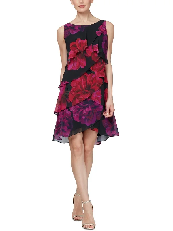 Instant Savings Await!Womens Floral Flutter Sheath Dress