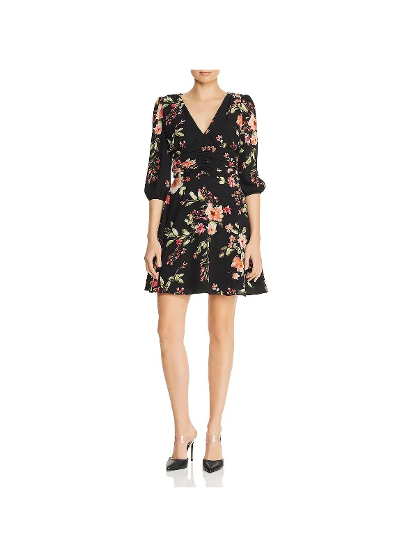 Limited Deals, Unlimited Savings!Womens Floral Print V-Neck Cocktail Dress