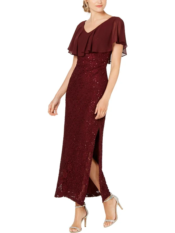 Limited-Time Price Drop!Womens Lace Sequined Evening Dress