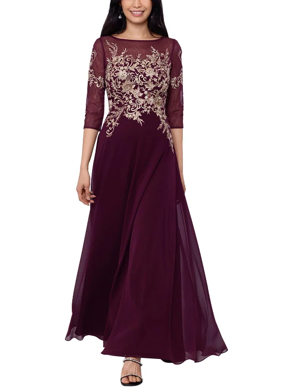 Only a Few Left – Order Now!Womens Mesh Embroidered Evening Dress