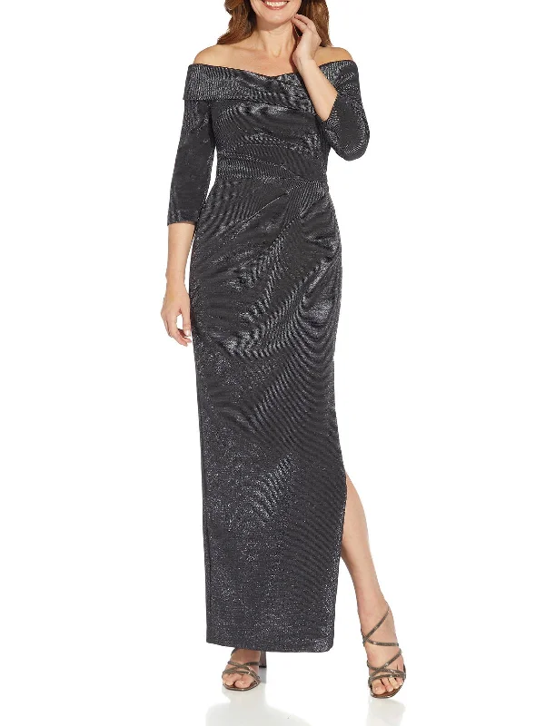 Shop Before It’s Gone!Womens Metallic Column Evening Dress