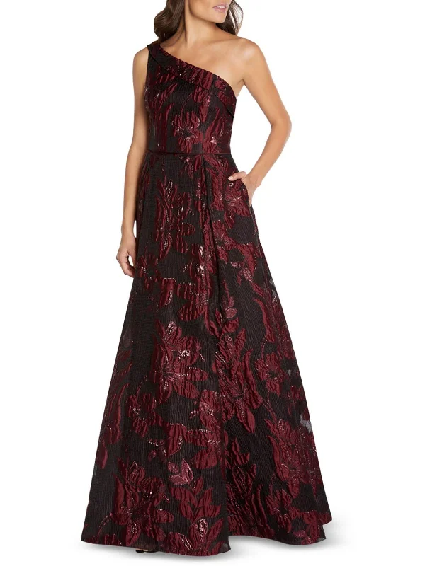 Limited-Time Price Drop!Womens Metalllic One Shoulder Evening Dress