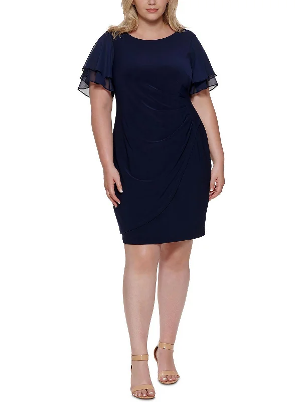 Limited Time Offer!Womens Ruched Mini Sheath Dress