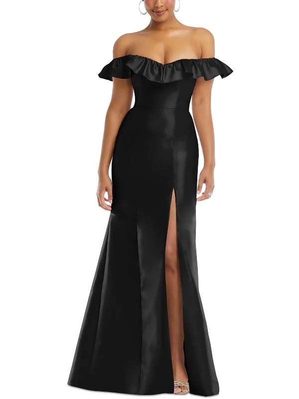 Must-Have Deals Inside!Womens Ruffled Polyester Evening Dress