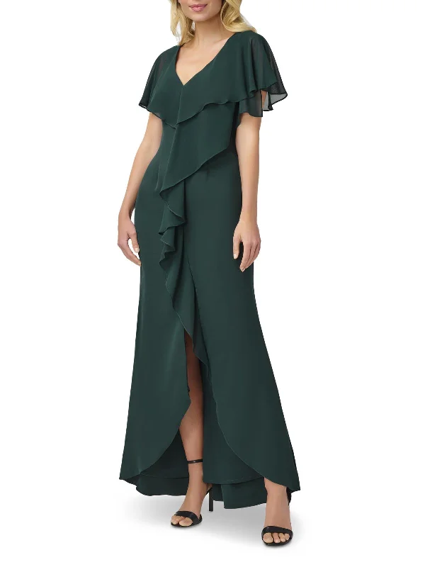 Hottest Discounts of the Year!Womens Ruffled V-Neck Evening Dress