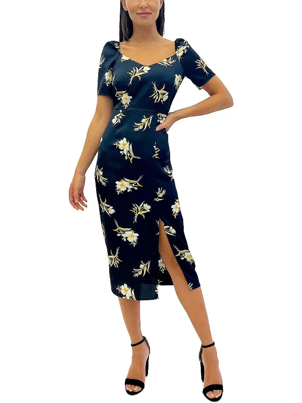 Your Discount is Waiting!Womens Satin Floral Fit & Flare Dress