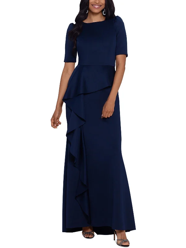 Find Your Perfect Deal Today!Womens Scooped Neck Cascade Ruffle Evening Dress