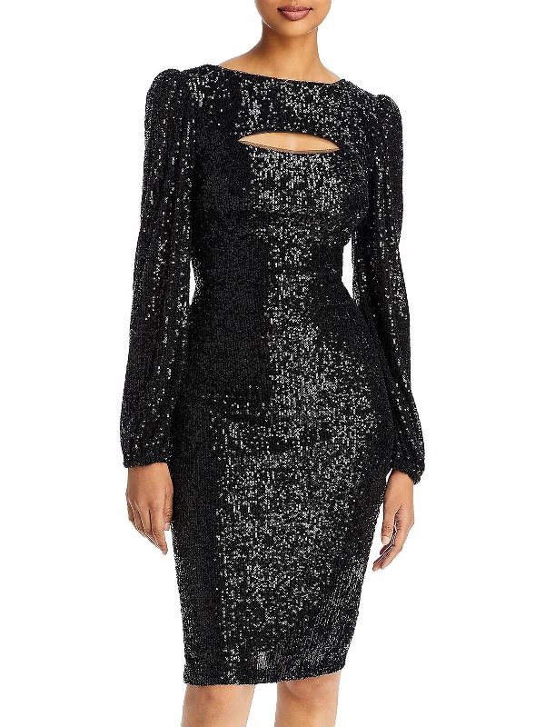 Amazing Prices You Can’t Resist!Womens Sequined Cut-Out Cocktail and Party Dress