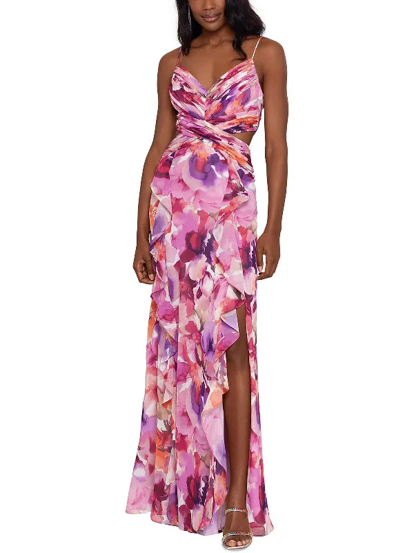 Get Ready to Save!Womens Sheer Cut-Out Evening Dress