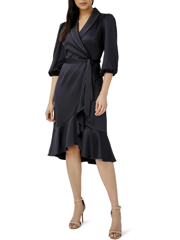Save More Than Ever!Womens Surplice Mid Calf Wrap Dress