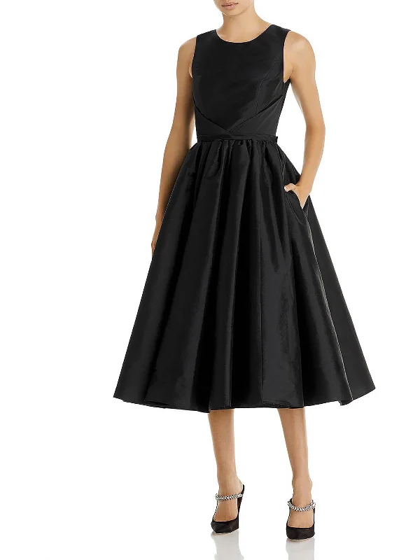 Limited Time Offer!Womens Taffeta Sleeveless Fit & Flare Dress